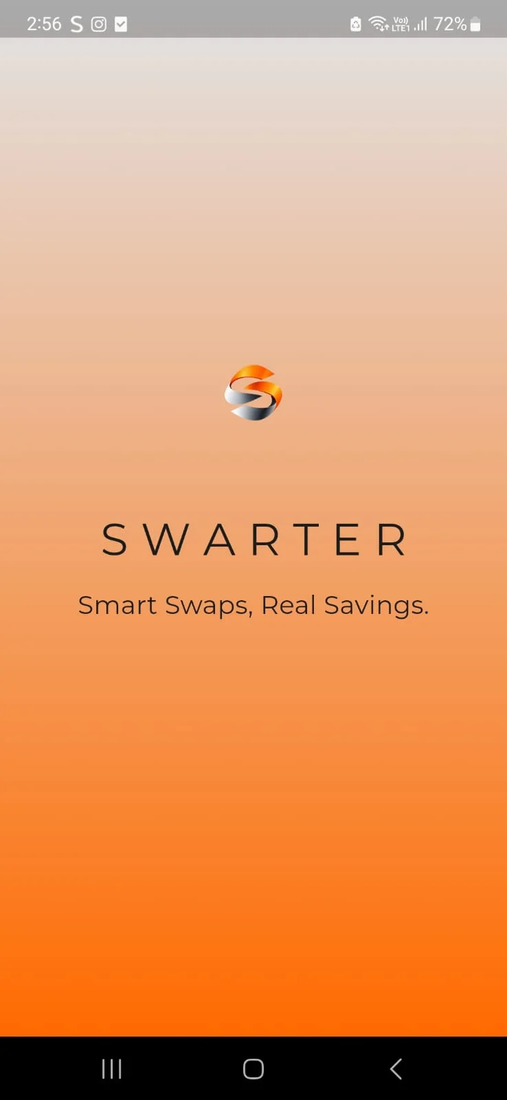 SWARTER app launch screen